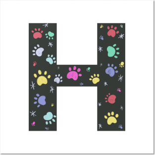 H letter  with colorful paw print Posters and Art